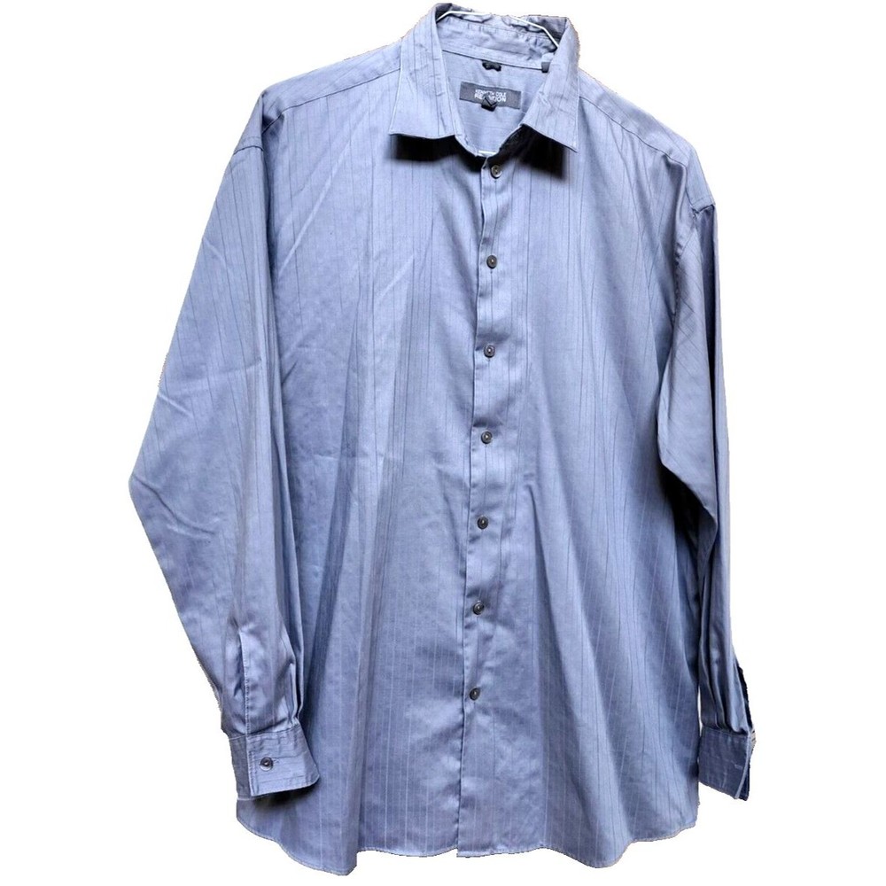 Kenneth Cole Reaction Long Sleeve Dress Shirt Gray Size XL Men's 17 34-35